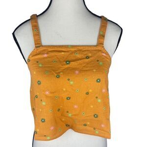 Abound Orange  Floral Sleeveless Square Neck Crop Top Size : XS